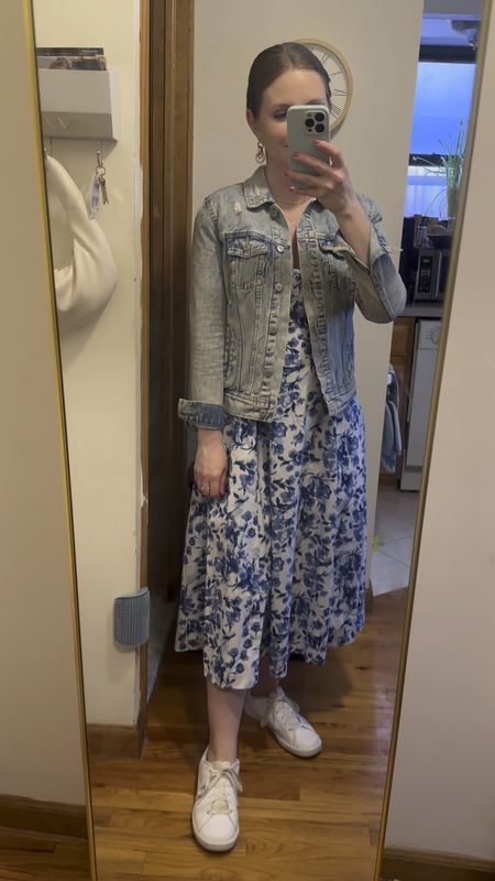 My Style Note is wearing a blue floral print dress, denim jacket and white sneakers. 

Spring outfit, teaching outfit, casual work outfit, vacation outfit 

#LTKstyletip #LTKSeasonal #LTKfindsunder100