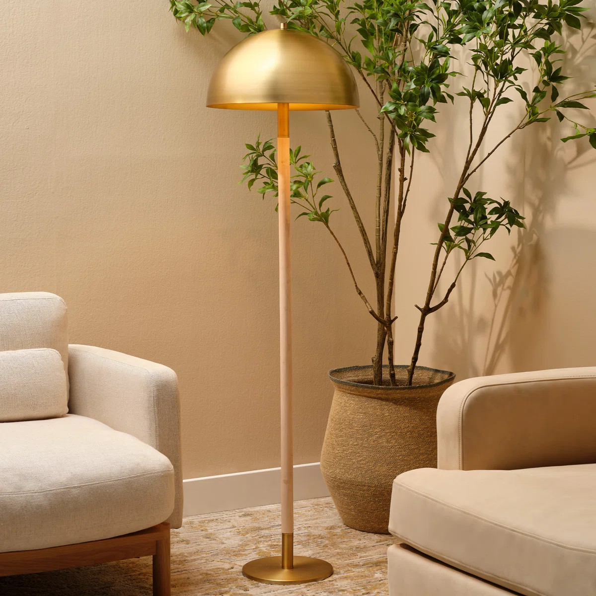 Blaise 58'' Natural/Antique Brass Traditional Floor Lamp | Wayfair North America