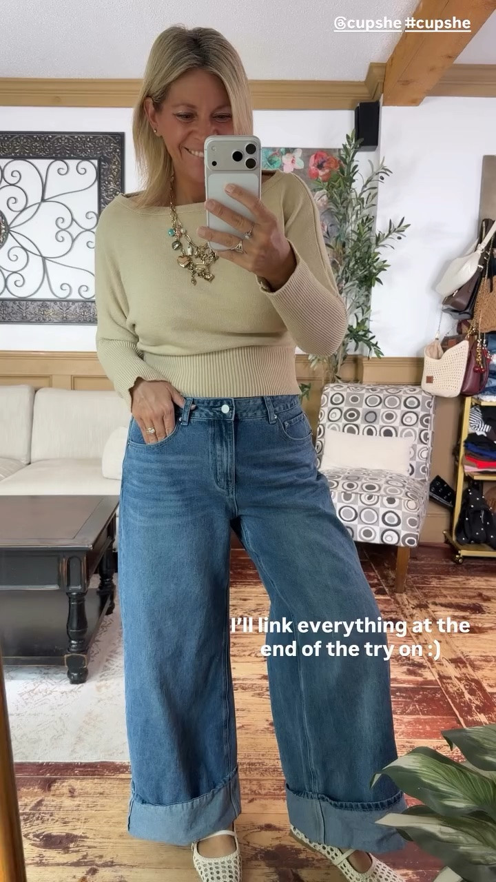@cupshe #cupshe  size medium in sweater and large in denim 
Use code Nicole2026 to save on orders > $70

#LTKOver40 #LTKMidsize #LTKootd