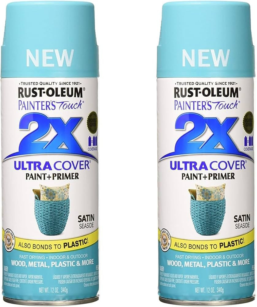 Rust-Oleum 315395 Painter's Touch 2X Ultra Cover Spray Paint, 12 oz, Satin Seaside (Pack of 2) | Amazon (US)