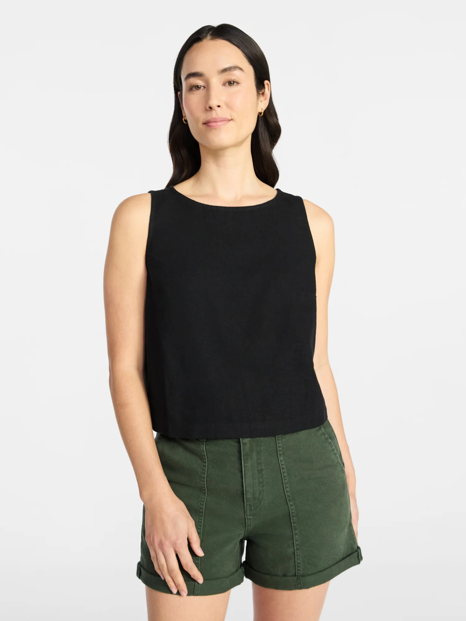 Time and Tru Women’s Linen Blend Sleeveless Top, Sizes XS-XXXL | Walmart (US)