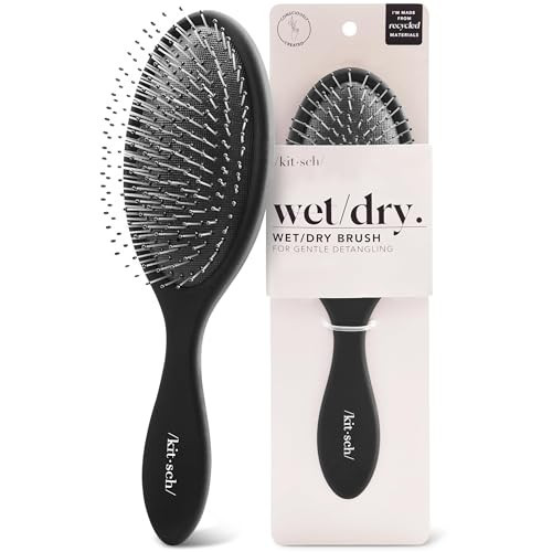 Kitsch Detangler Hair Brush for Wet and Dry Hair, Curly or Straight Hair, Detangling Brush with Flexible Hairbrush Bristles, Hair brushes for Women & Men, Adults & Kids, for Shower & Travel - Black | Amazon (US)