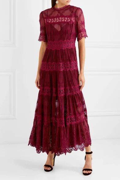 Curacao lace-trimmed broderie anglaise silk-georgette maxi dress | NET-A-PORTER (US)