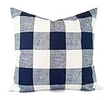 Navy Plaid Pillow Cover - Blue Buffalo Check Pillow Cover - Modern Pillow Cover - Custom Pillow Sham | Amazon (US)