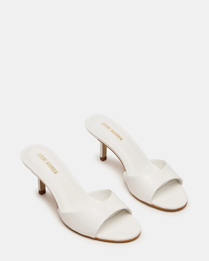 KENDRIX White Leather Mule Stiletto Women's Heel | Steve Madden (US)