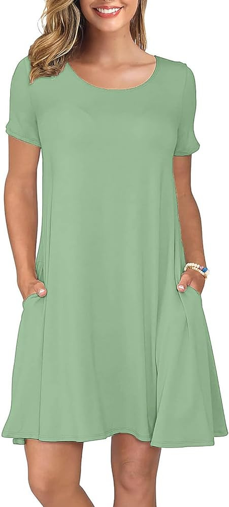 KORSIS Summer Dresses for Women Casual T Shirt Dresses Swing Flowy Beach Vacation Sundress with P... | Amazon (US)