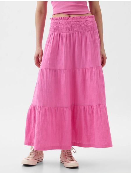 Crinkle Gauze Tiered Maxi Skirt.

#LTKfindsunder100