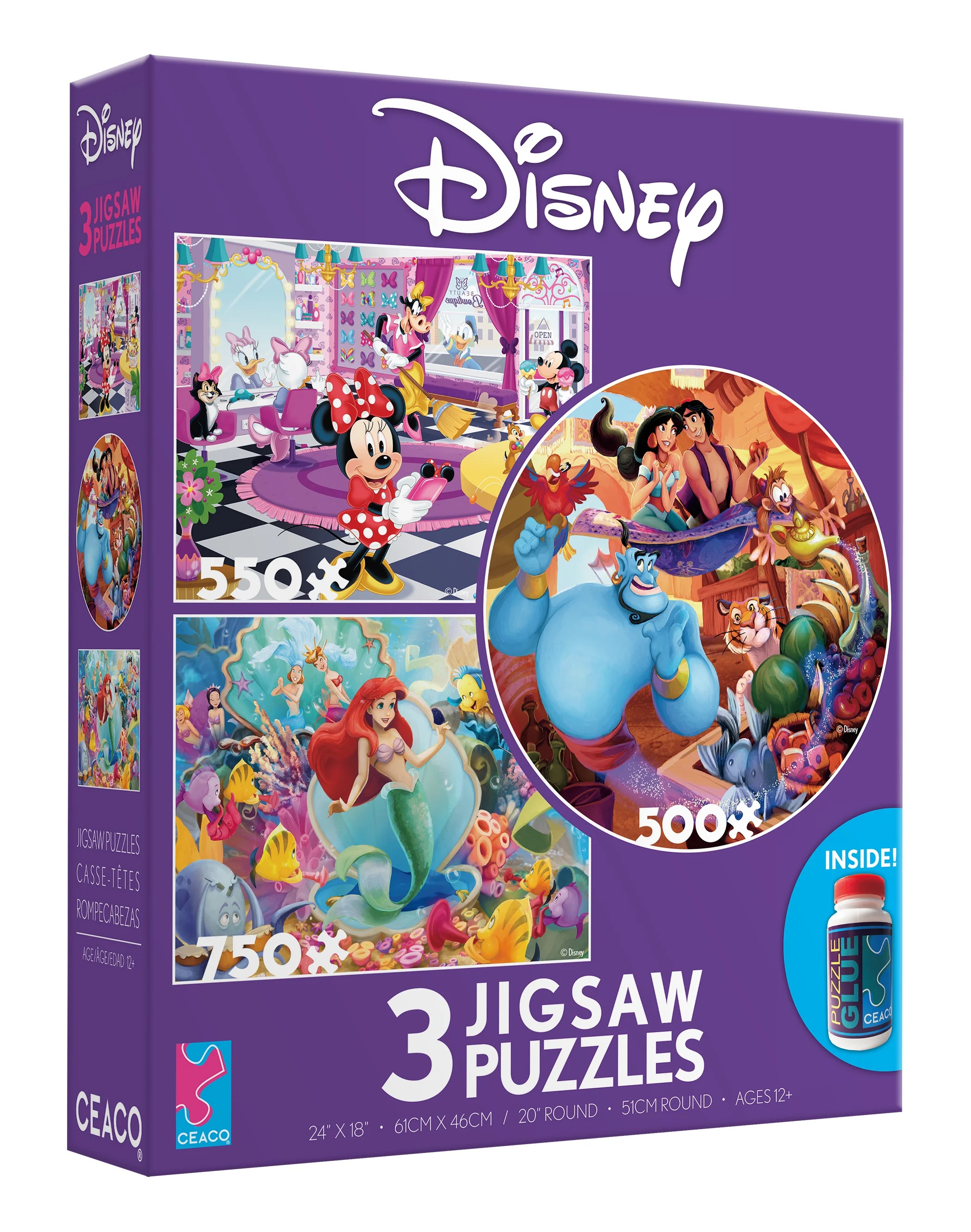 Ceaco 3 In 1 – Disney Puzzles - Minnie Mouse, Little Mermaid, Aladdin - Walmart.com | Walmart (US)
