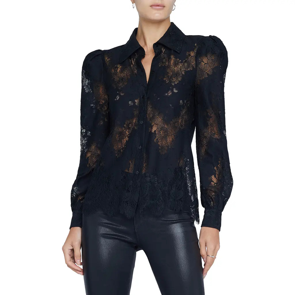 L'AGENCE Jenica Lace Blouse in Black at Nordstrom, Size Small | Nordstrom