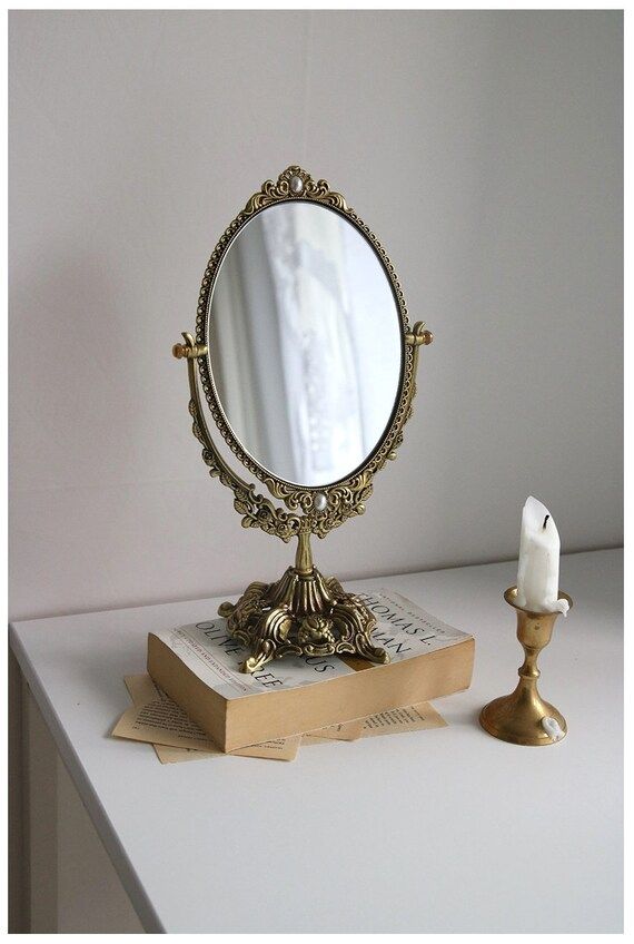 French Antique Brass Vanity Swivel Mirror Standing Vintage | Etsy | Etsy (US)