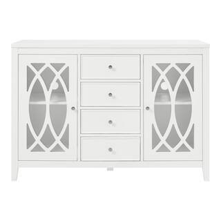 Home Decorators Collection Cliffmore White Glass Door Buffet with Elliptical Pattern M22074H3 - T... | The Home Depot
