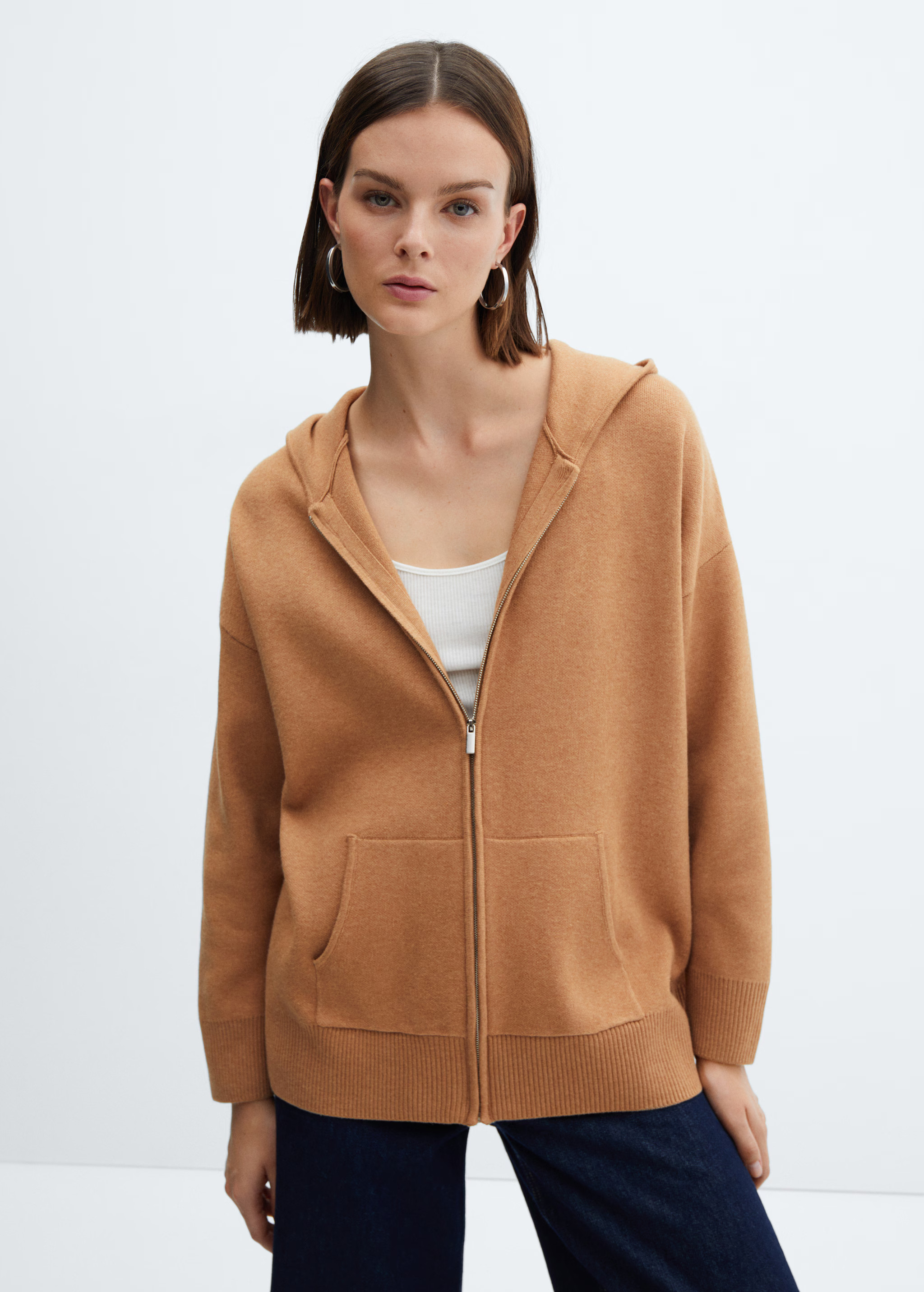 Zip-up knitted sweatshirt | MANGO (US)