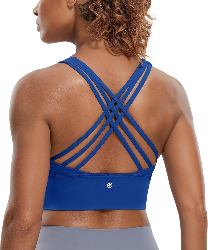 CRZ YOGA Strappy Longline Sports Bras for Women - Wirefree Padded Criss Cross Yoga Cropped Tank T... | Amazon (US)