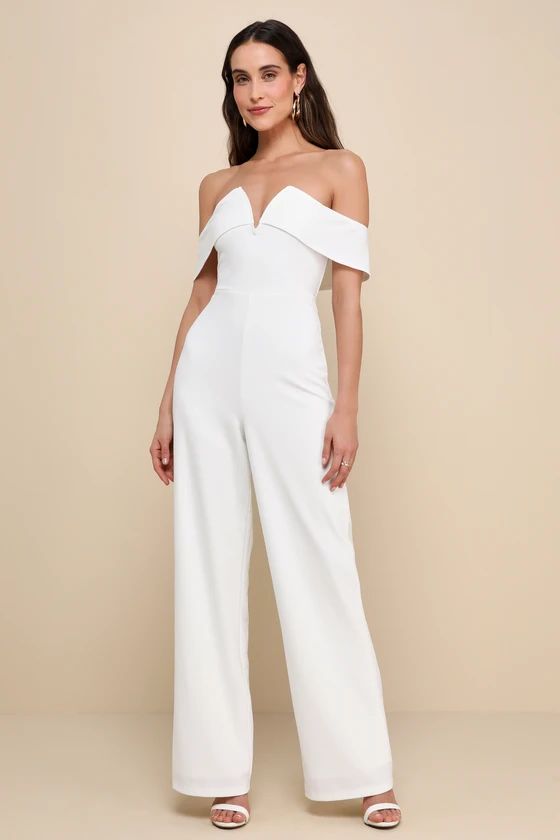 My Favorite Night Ivory Off-the-Shoulder Jumpsuit | Lulus