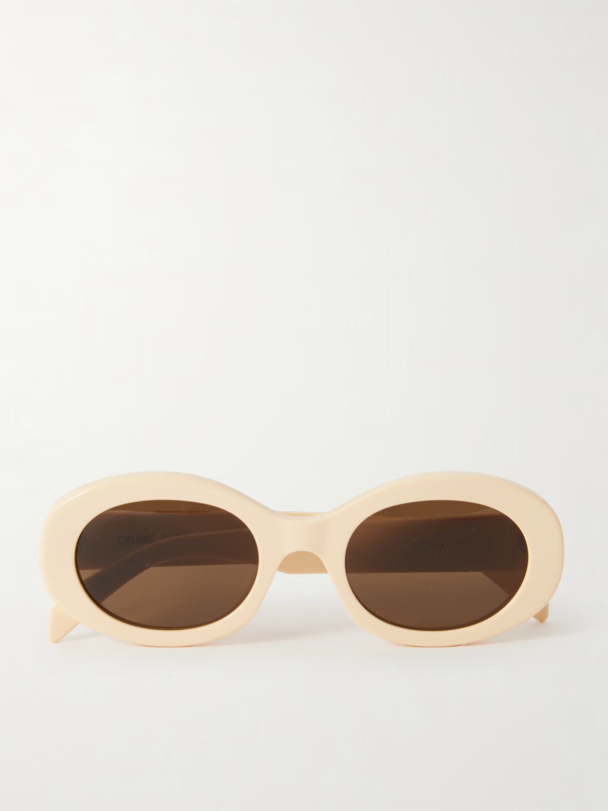 CELINE Eyewear - Triomphe Oval-frame Acetate Sunglasses - Cream | NET-A-PORTER (US)