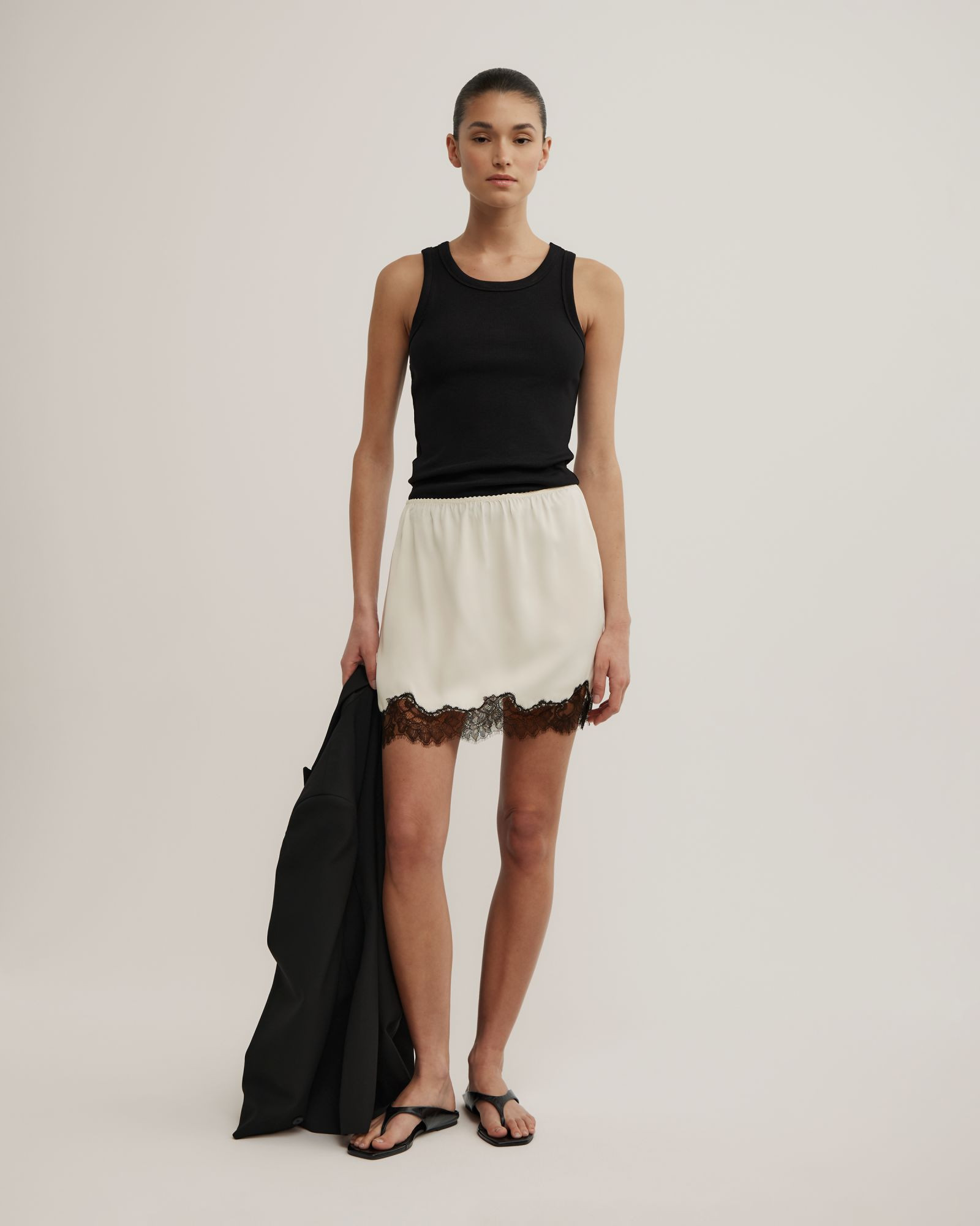 Witchery Women's Lace Trim Mini Skirt in Light Brown | Size 12 | 100% Viscose | Witchery (AU)