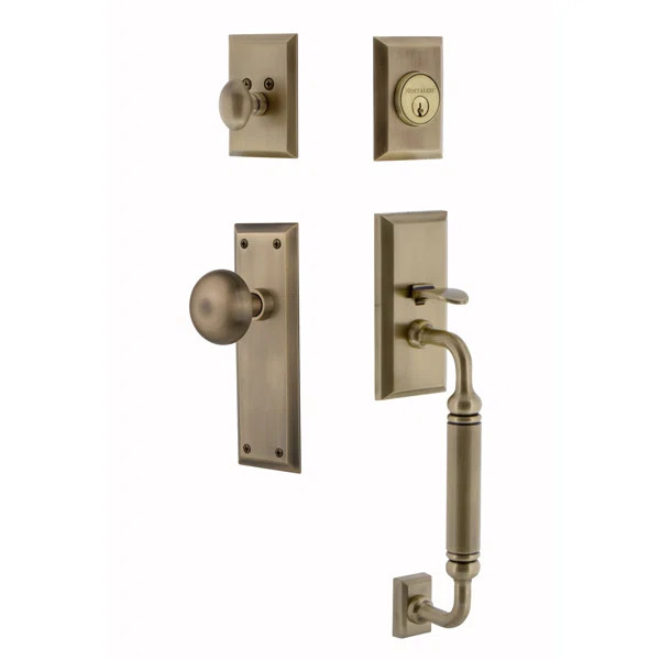 New York Handleset with Single Cylinder Deadbolt and Door Knob and Rosette | Wayfair Professional