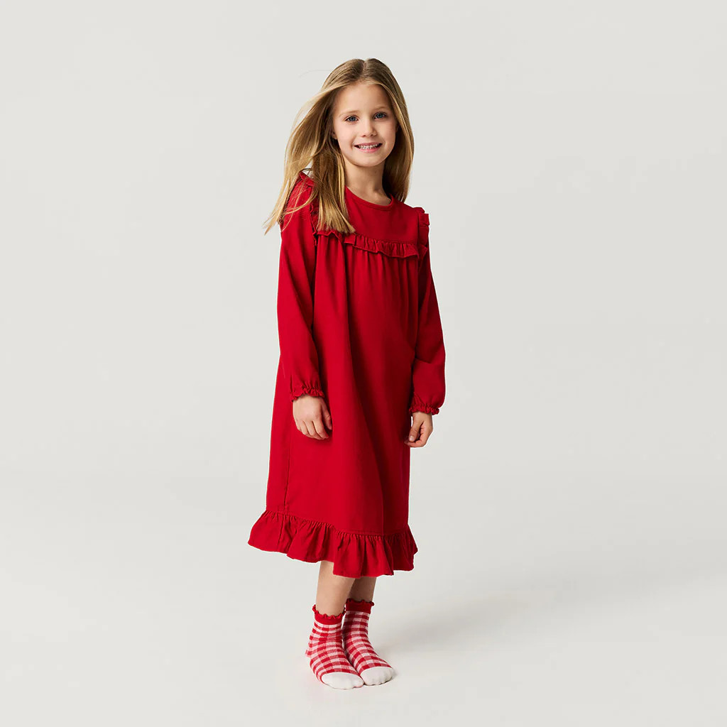 Solid Red Flannelette Nightgown | Garnet Red | Posh Peanut