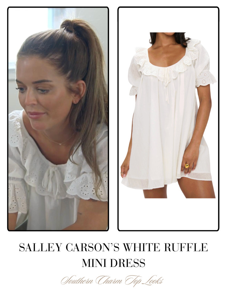 Salley Carson's White Ruffle Mini Dress  

 
