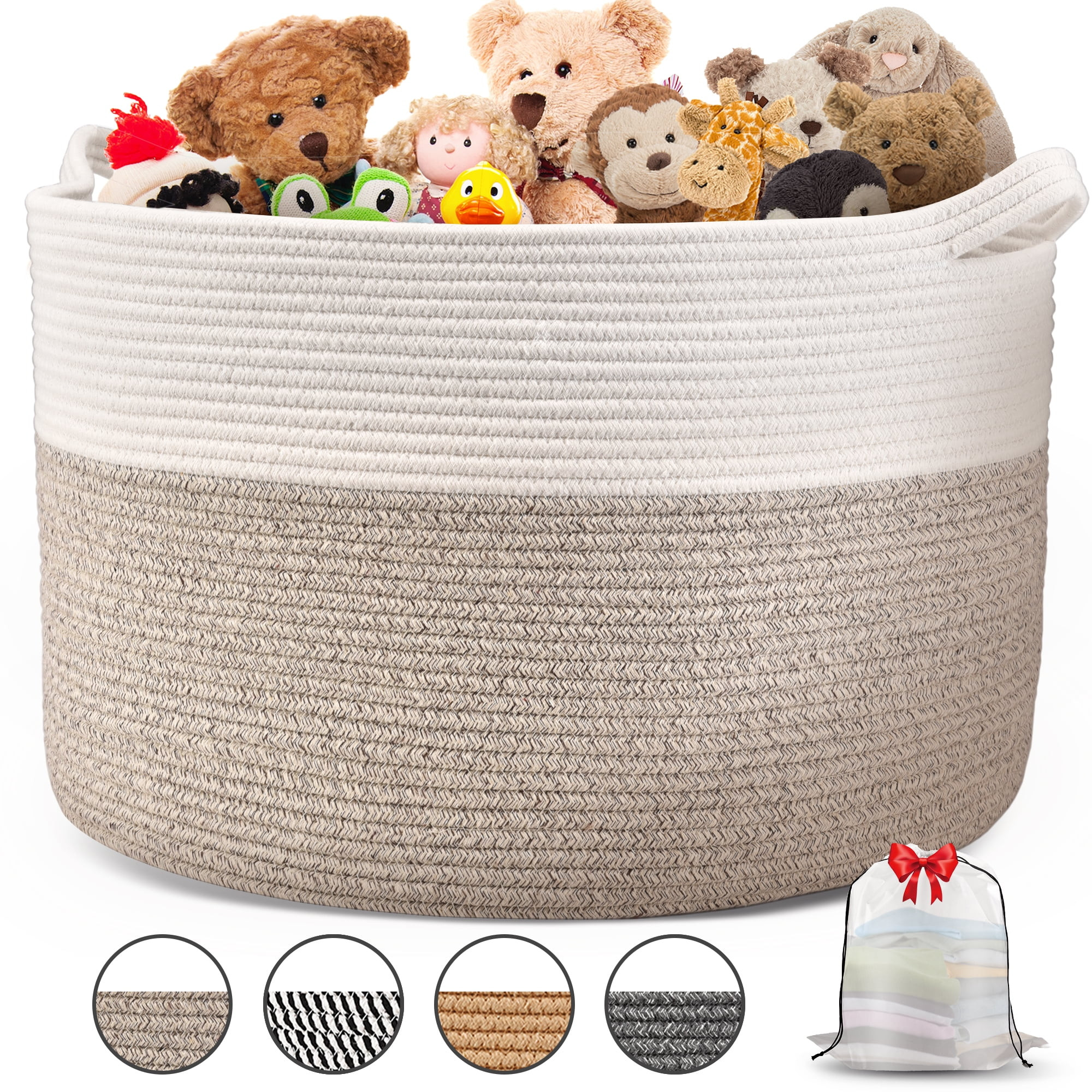 Blanket Basket Living Room,22" x 22"x14",XXXL Storage Baskets,Woven Rope Baskets for Storage,Larg... | Walmart (US)