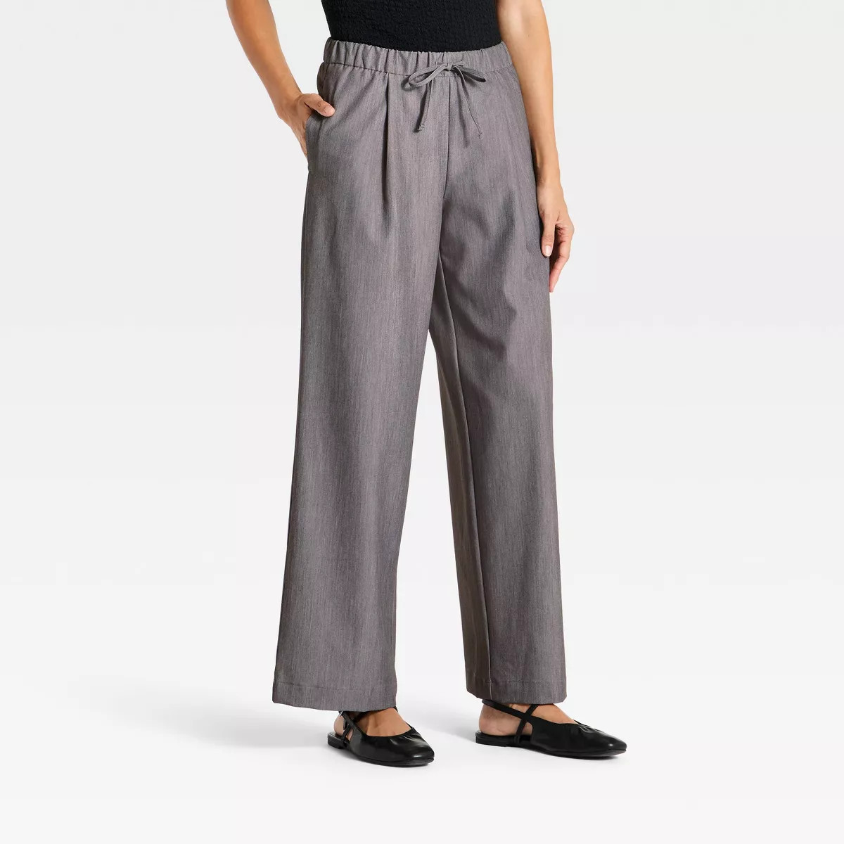 Women's Mid-Rise Drawstring Straight Leg Pants - A New Day™ Gray S | Target