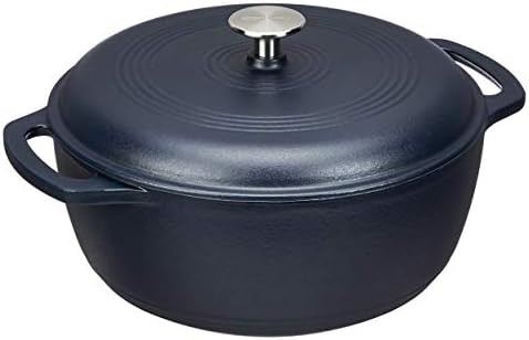 Amazon Basics Enameled Cast Iron Covered Dutch Oven, 6-Quart, Matte Navy | Amazon (US)