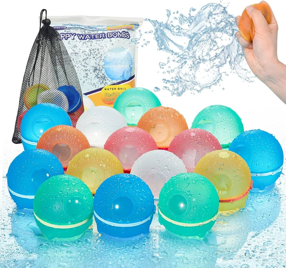 HILIOP Reusable Water Balloons for Kids Adults, Refillable Magnetic Water Balloons Self Sealing Q... | Amazon (US)