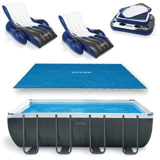 18 ft. x 9 ft. x 53 in. Rectangular Above Ground Pool with Cover, Cooler, and Float (2-Pack) | The Home Depot