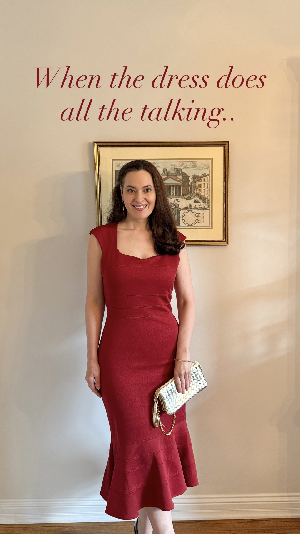 fall wedding guest dresses - beautiful fitted red midi dress. It runs true to size - wearing size 4.

#LTKOver40 #LTKWedding