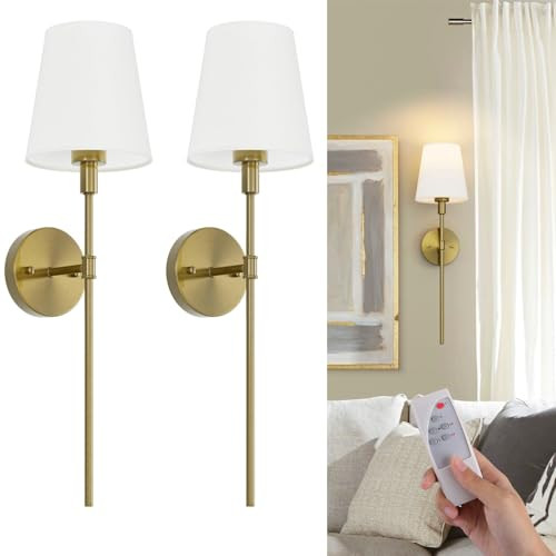 Coinmit Battery Operated Wall Sconce Set of 2,Rechargeable Wireless Battery Operated Wall Light 3 Colors Dimmable Remote Control(Bulbs Include) | Amazon (US)