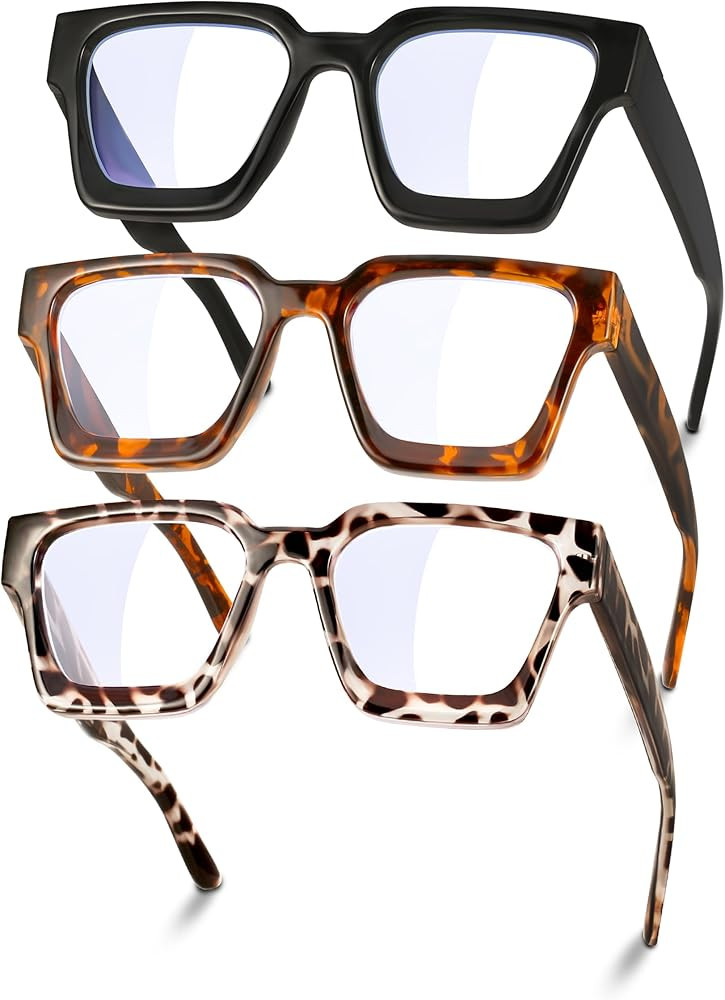 YDAOWKN Oversized Blue Light Blocking Glasses for Woman Rectangle Frame Fashion Chic Preppy Anti ... | Amazon (US)