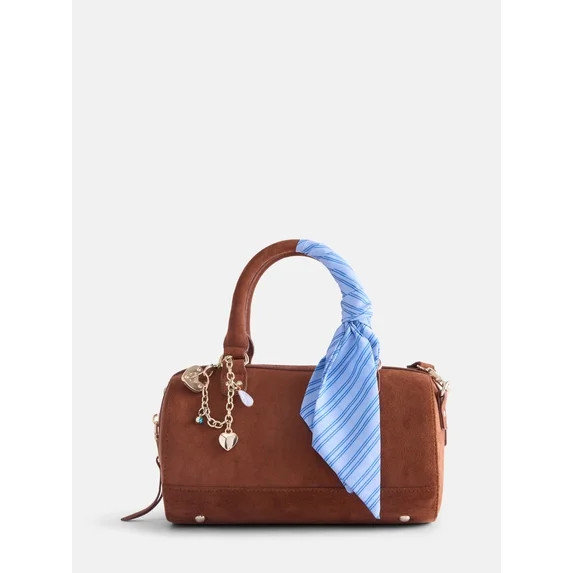 Madden NYC Women's Small Top Zip Faux Suede Handbag, Cognac | Walmart (US)