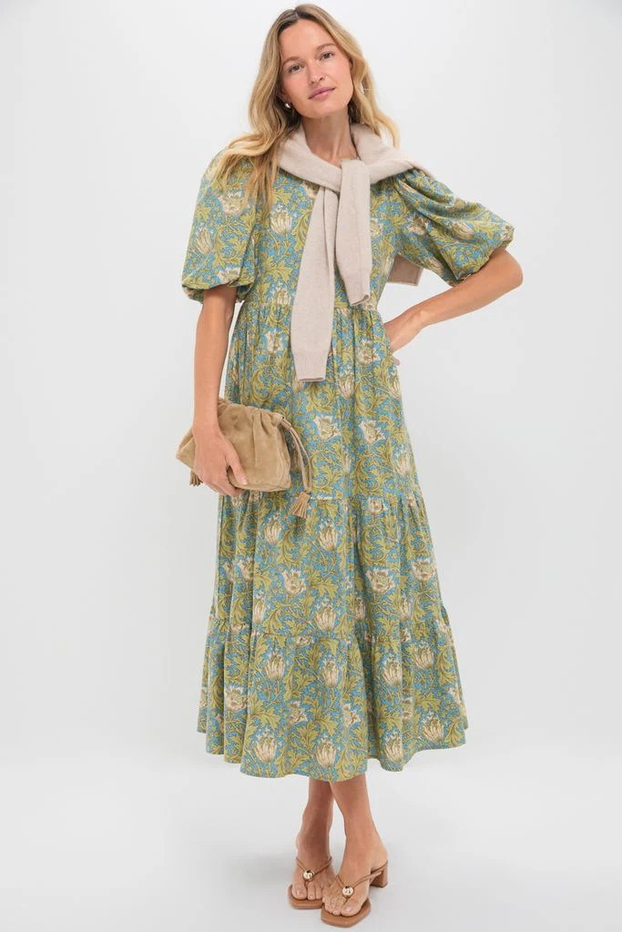 Blue & Green Leafy Floral Cisco Maxi Dress | Tuckernuck (US)