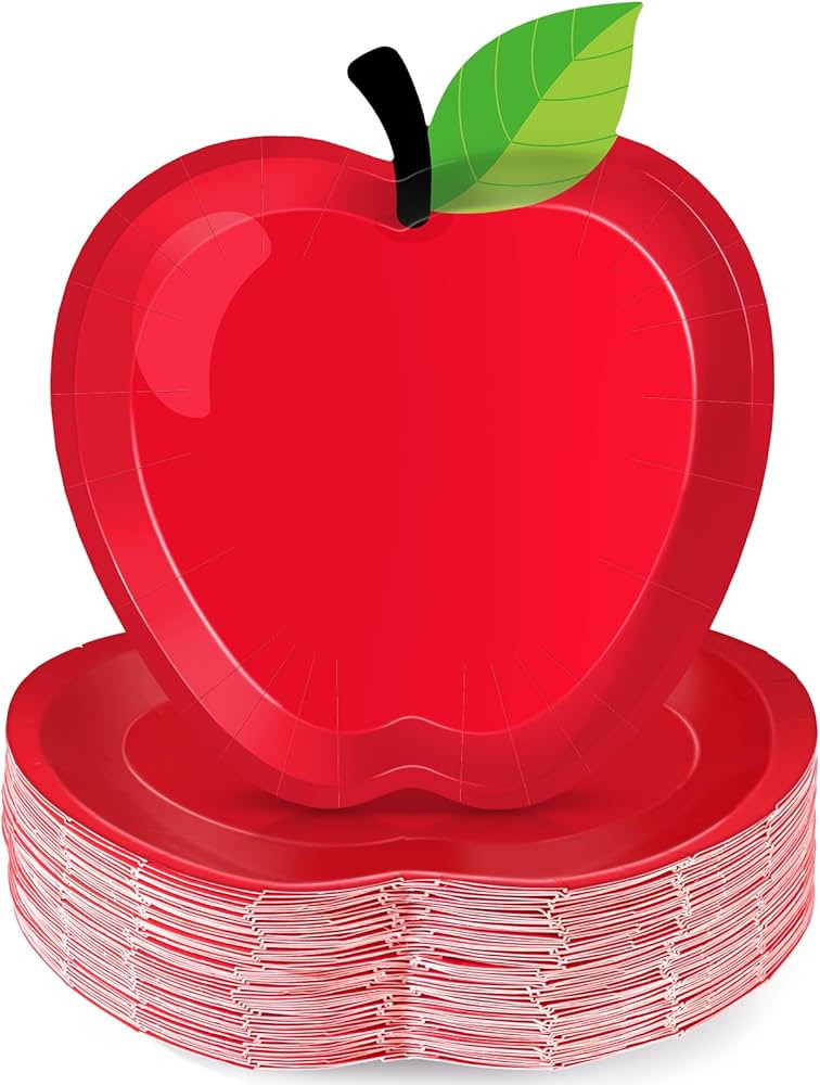 50Pcs Back to School Apple Party Paper Plates, Back to School Paper Plates, Red Apple Shaped Disp... | Amazon (US)