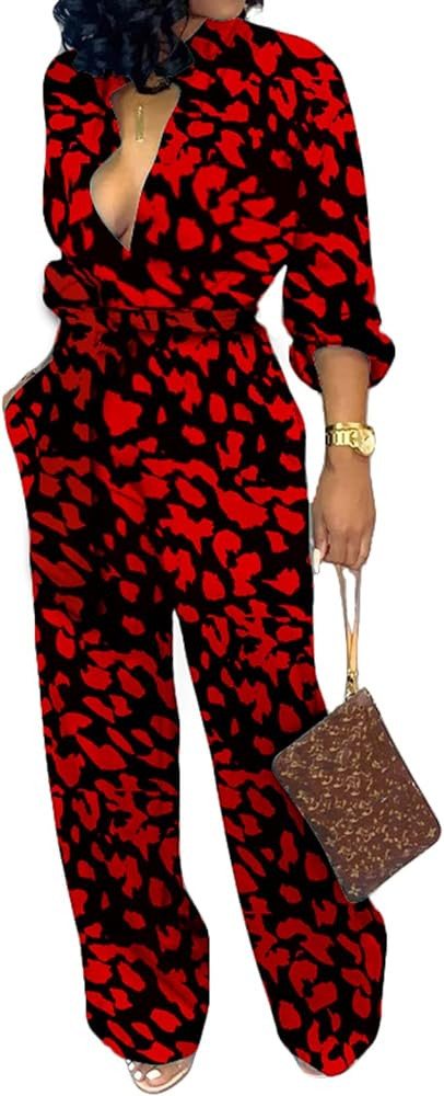 SxClub Jumpsuits for Women Formal Sexy Elegant Long Straight Pants Busineess Party Jumpsuit with ... | Amazon (US)