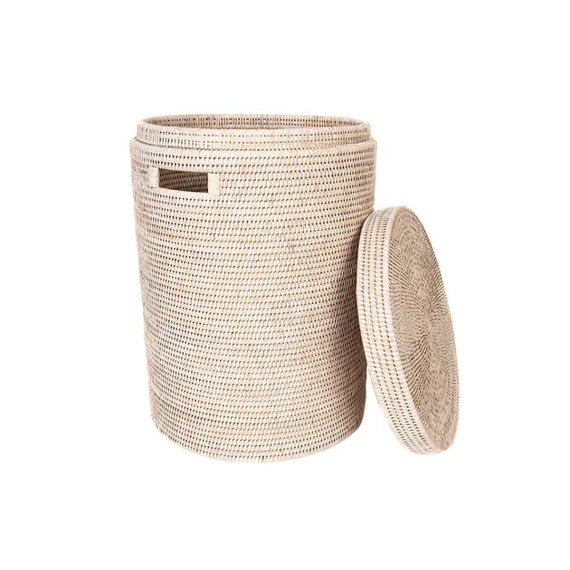 Sconset Round Hamper - White Wash | Cailini Coastal