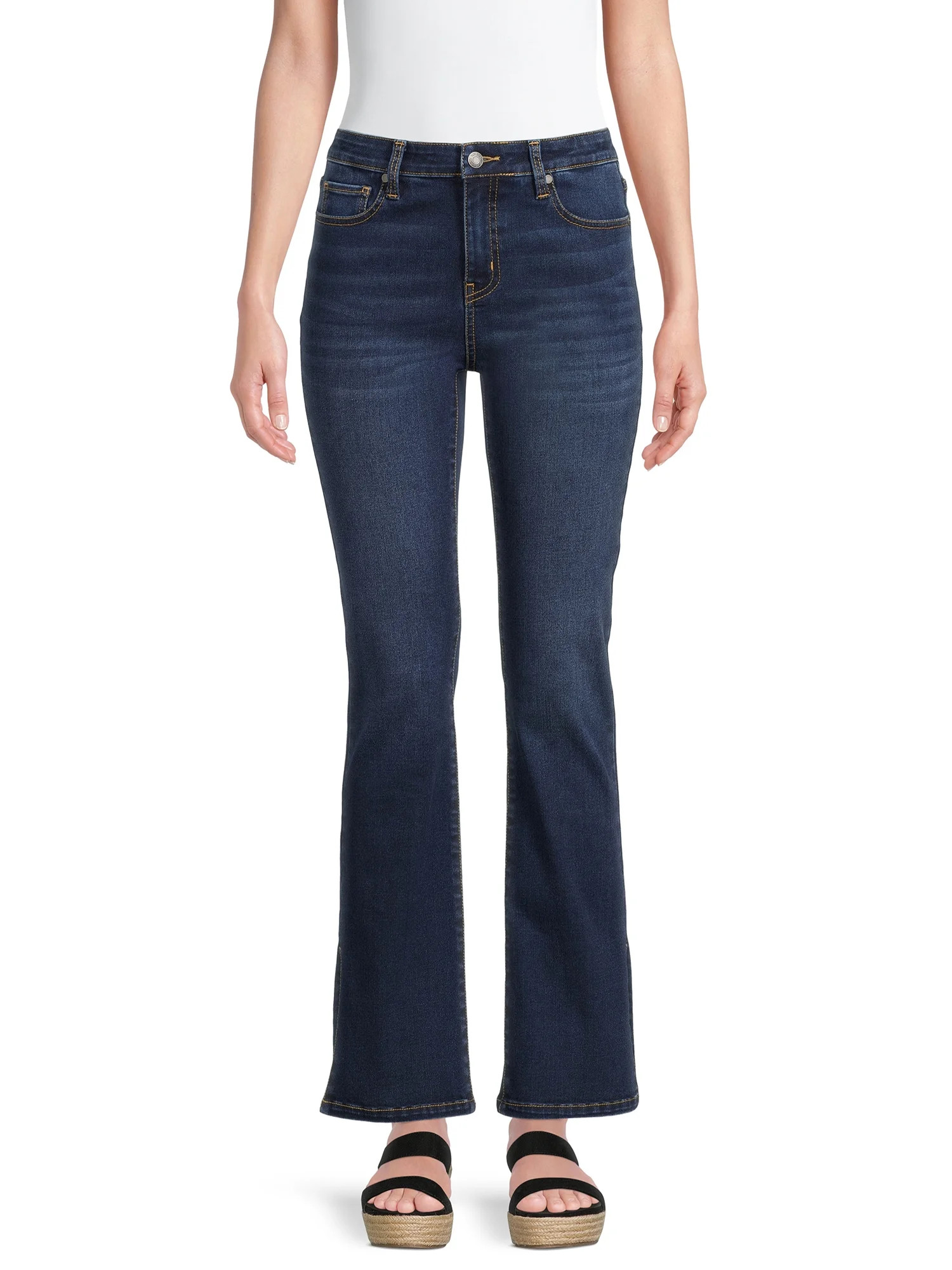 Time and Tru Women's Bootcut Jeans with Slit Hem | Walmart (US)