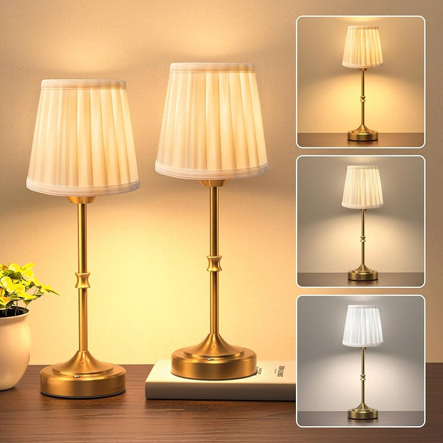 JACKYLED 3 Color Cordless LED Table Lamp Set of 2, 5400mAh Large Battery Operated Rechargeable La... | Amazon (US)