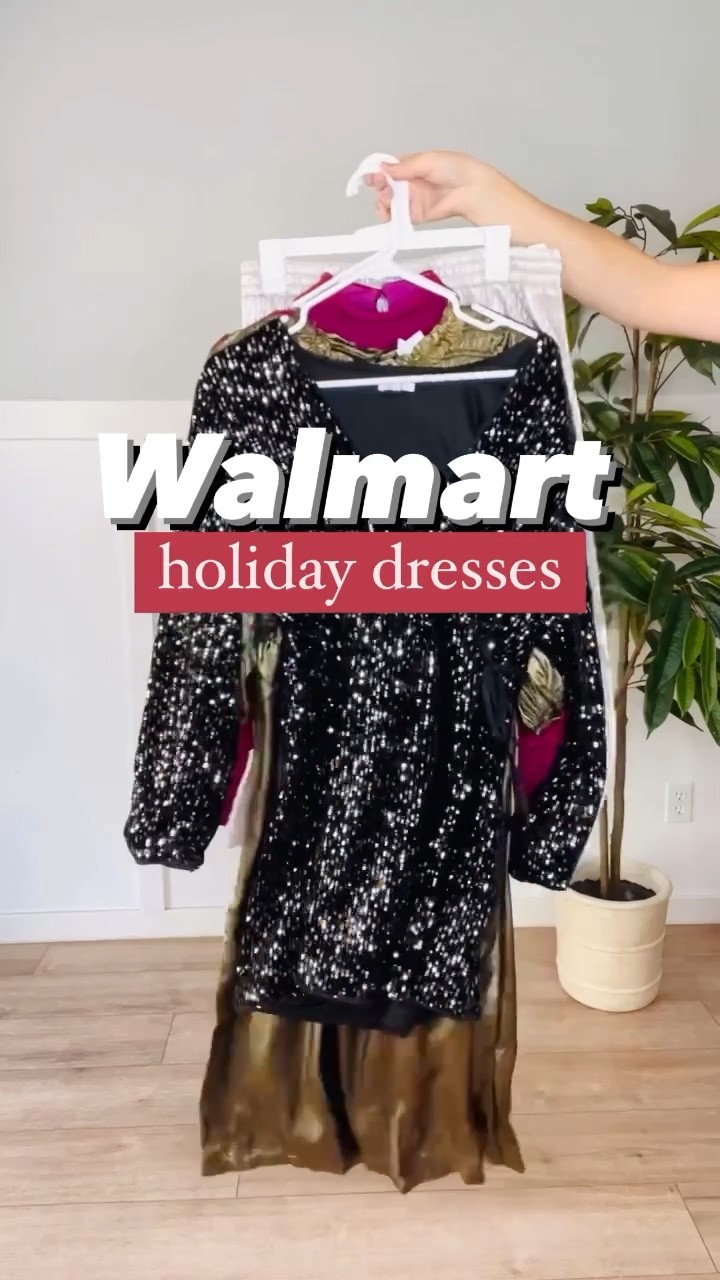 Walmart holiday dresses! I sized up one size to a medium to add length in the black sequin dress, every other dress and skirt I’m wearing a size small. 

#LTKHoliday #LTKunder50 #LTKSeasonal