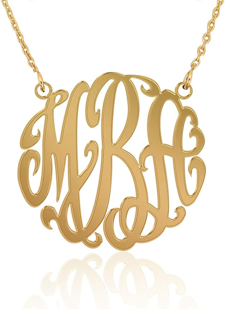 Joelle Monogram Necklace Sterling Silver Custom Any Initial Name Necklace for Women Girls | Amazon (US)