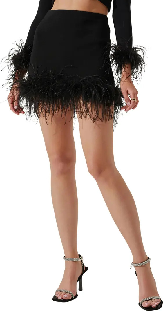 Keily Feather Trim Sweater Miniskirt | Nordstrom