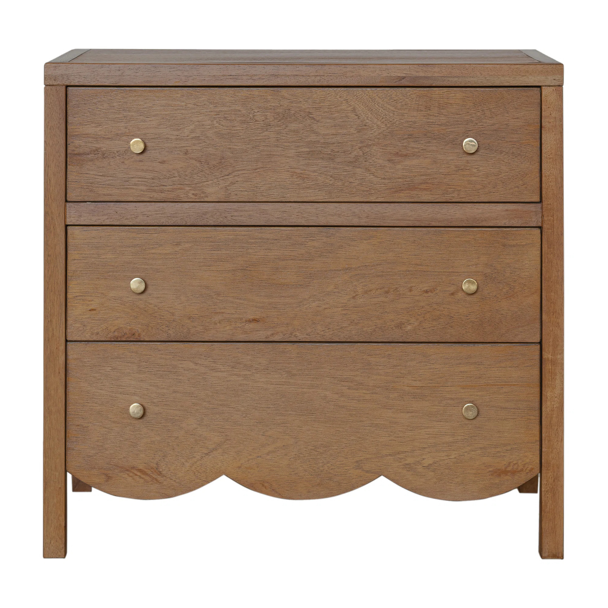 Vlad Scallop 3 Drawer Dresser, Medium Brown | Wayfair North America