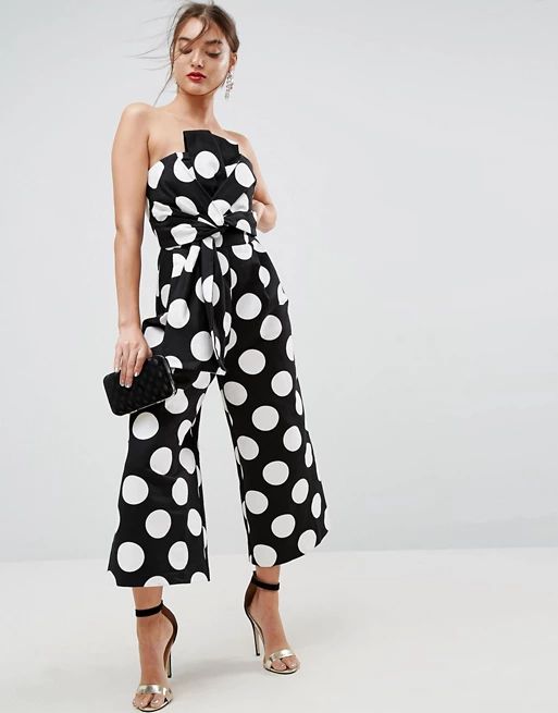 ASOS Jumpsuit in Structured Fabric in Polka Dot | ASOS US