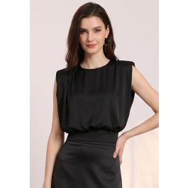 Satin Tie Back Sleeveless Top in Black for Date Nights & Parties | Chicwish