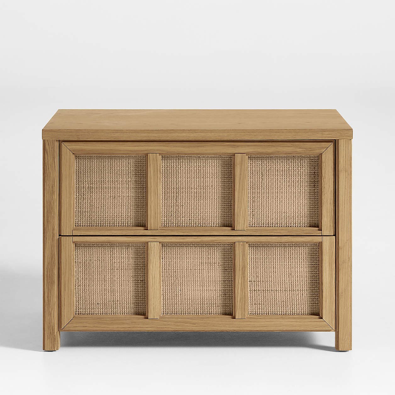 Campagna 29.3" Rattan and Natural Oak Wood Nightstand + Reviews | Crate & Barrel | Crate & Barrel