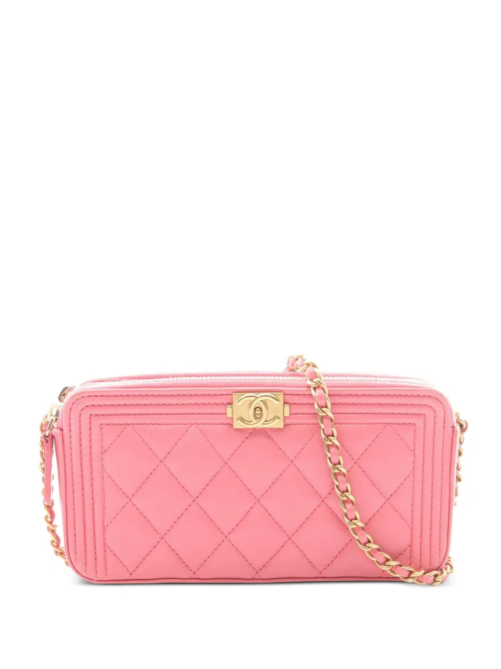 CHANEL Pre-Owned 2016-2017 Boy Chanel chain wallet - Pink | Farfetch Global
