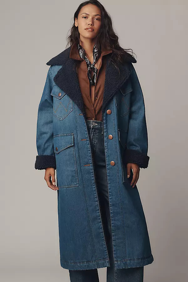 Wrangler Wrange Sherpa-Fleece-Lined Denim Coat | Anthropologie (US)