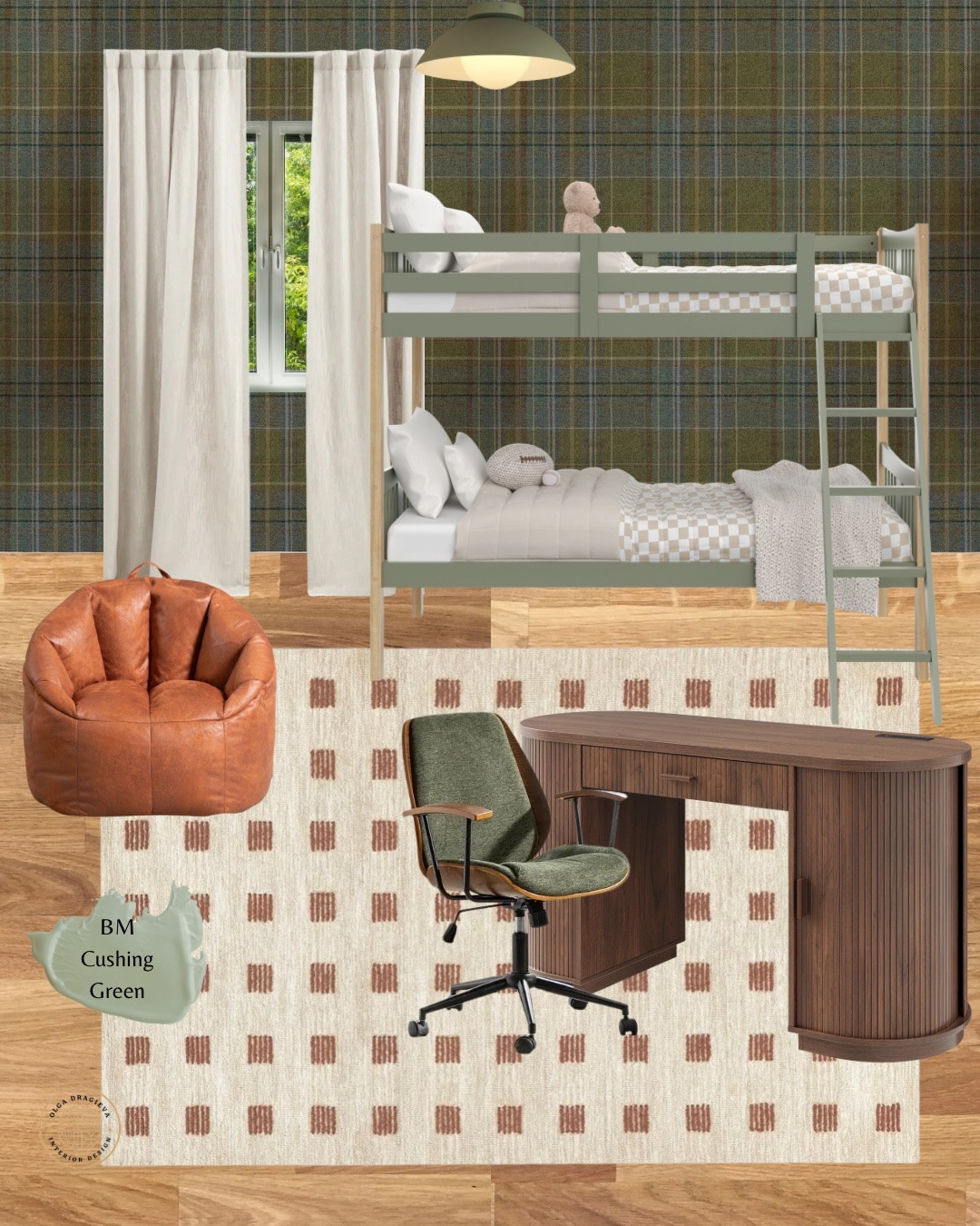 Modern kids bunk room. Affordable bunk bed, plaid wallpaper, Wayfair desk and chair. Walmart bean chair, wool rug. #homedecor

#LTKHome #LTKKids #LTKSeasonal