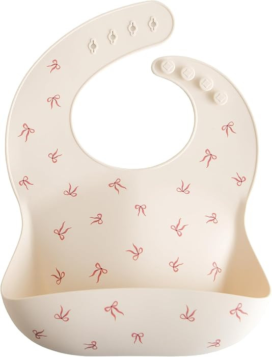 mushie Silicone Baby Bib | Adjustable Fit Waterproof Bibs (Bows) | Amazon (US)