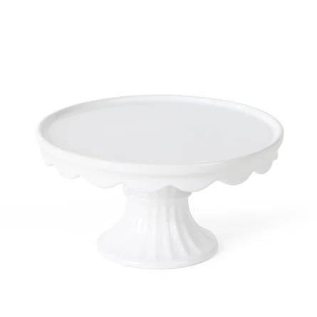Martha Stewart Patterson 10" x 5.1" White Round Stoneware Cake Stand | Wayfair North America